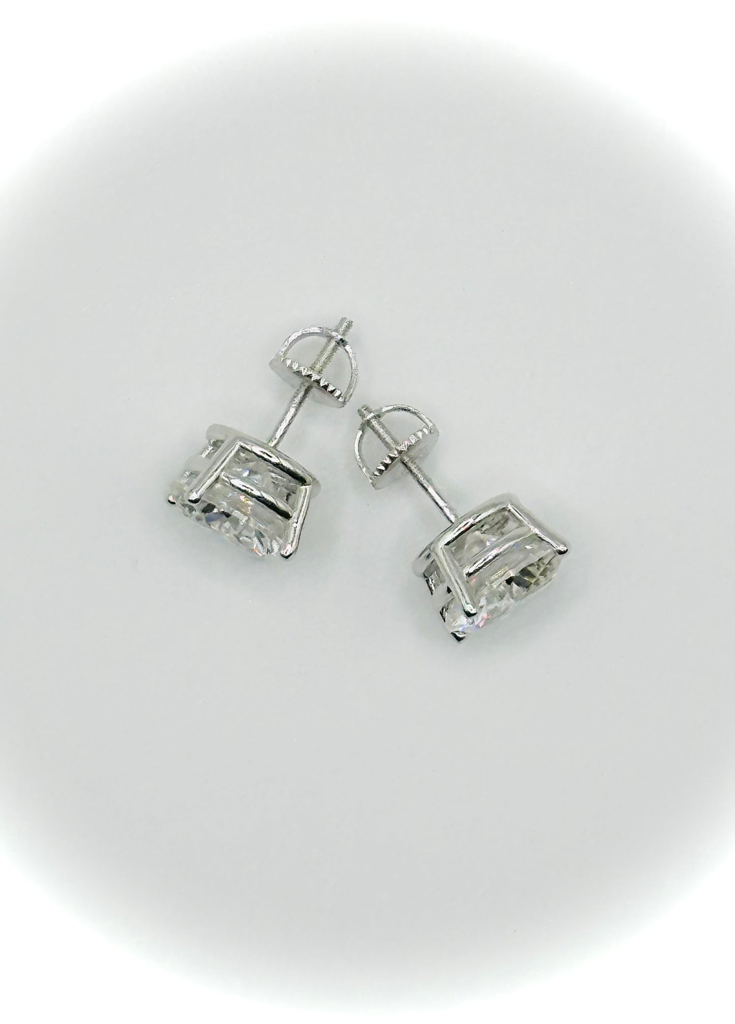 Silver Moissanite Stud Earrings all sizes 3mm to 10mm SCREW BACKS