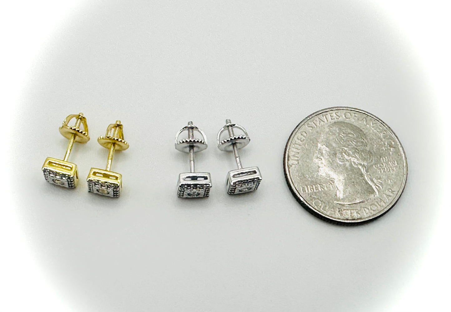 Super Iced Out Small Square Stud Earrings - Screw Back Closure