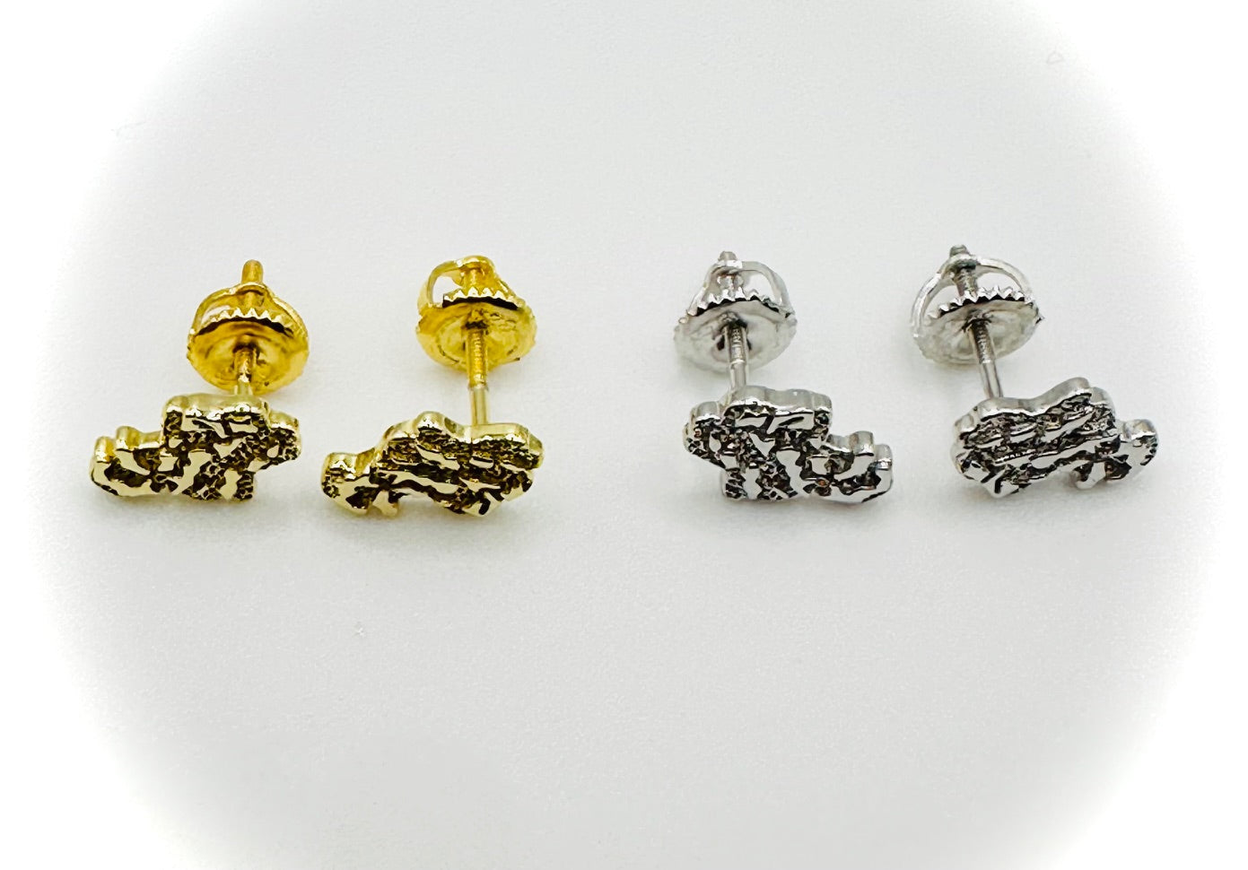Nugget Style Stud Earrings – Gold or Silver Finish
