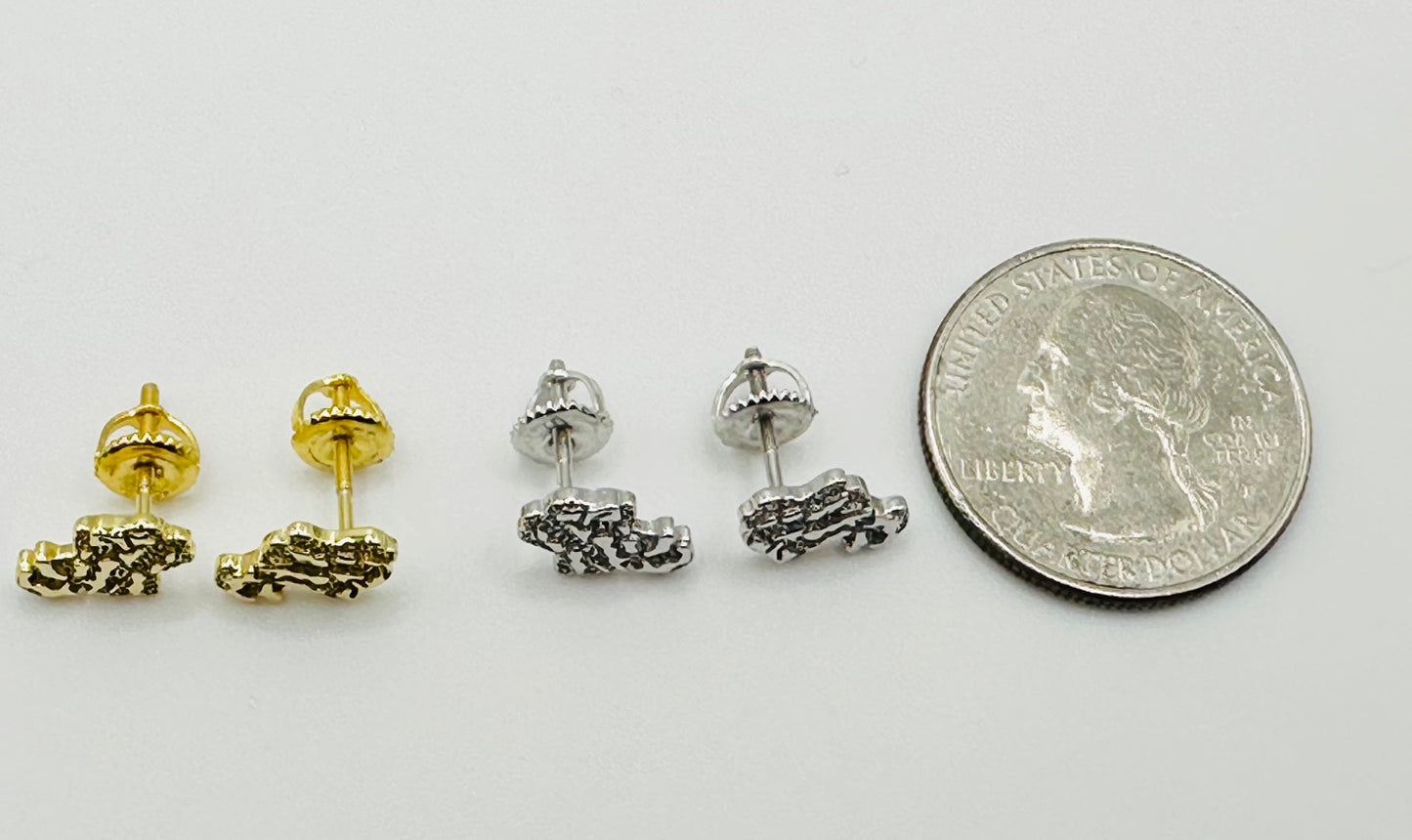 Nugget Style Stud Earrings – Gold or Silver Finish