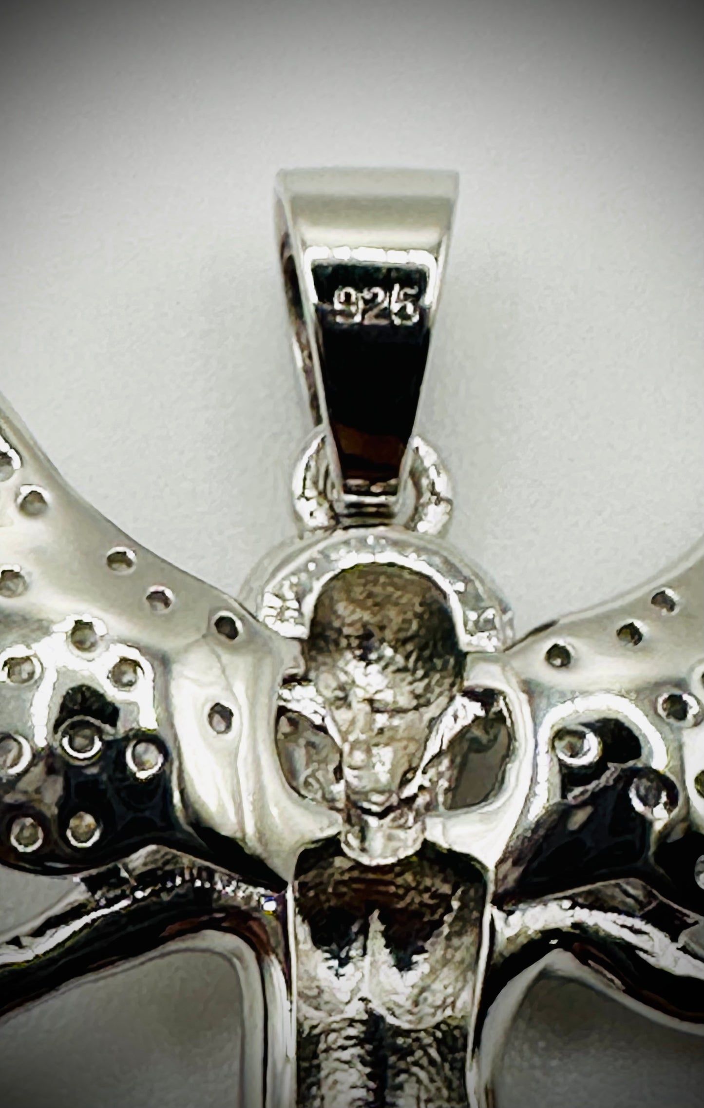 Small Rhodium CZ Cherub/Angel Pendant