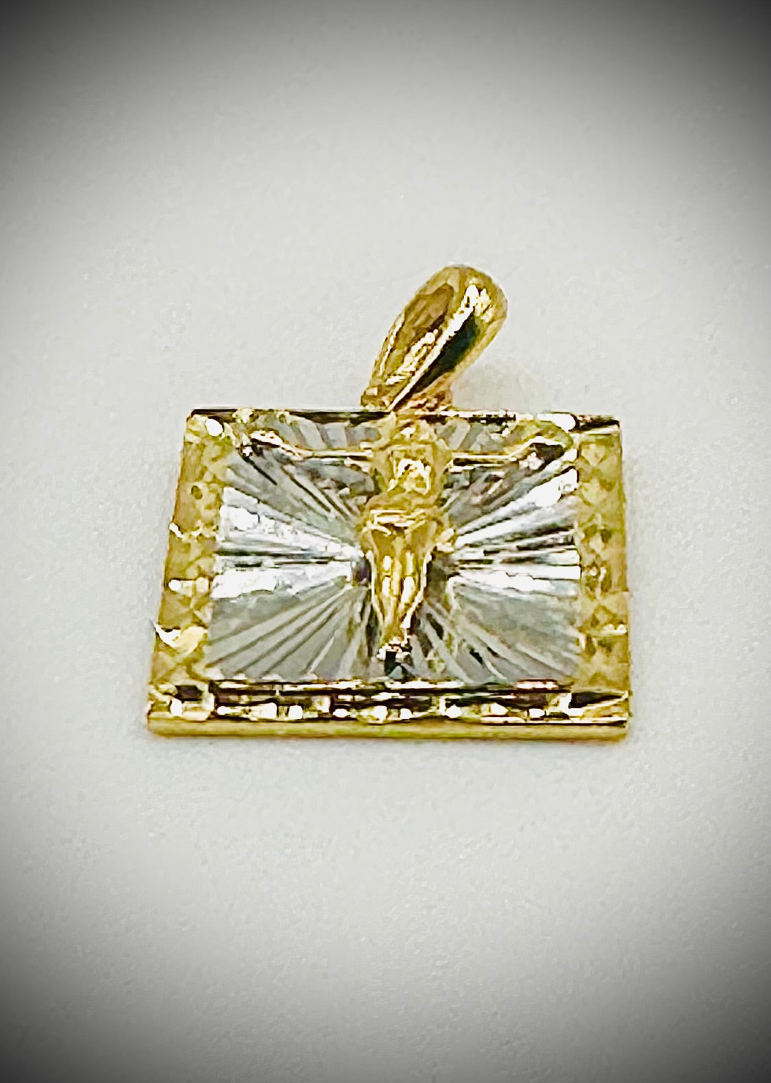 Small Two-Tone Square Jesus Pendant