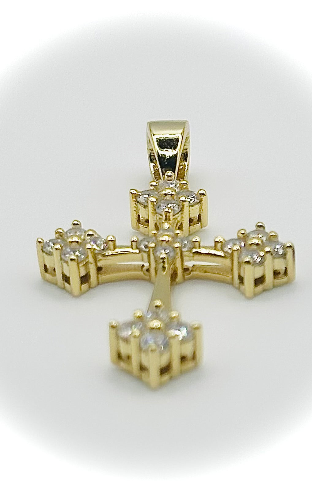 Gold Gothic Cross CZ Pendant