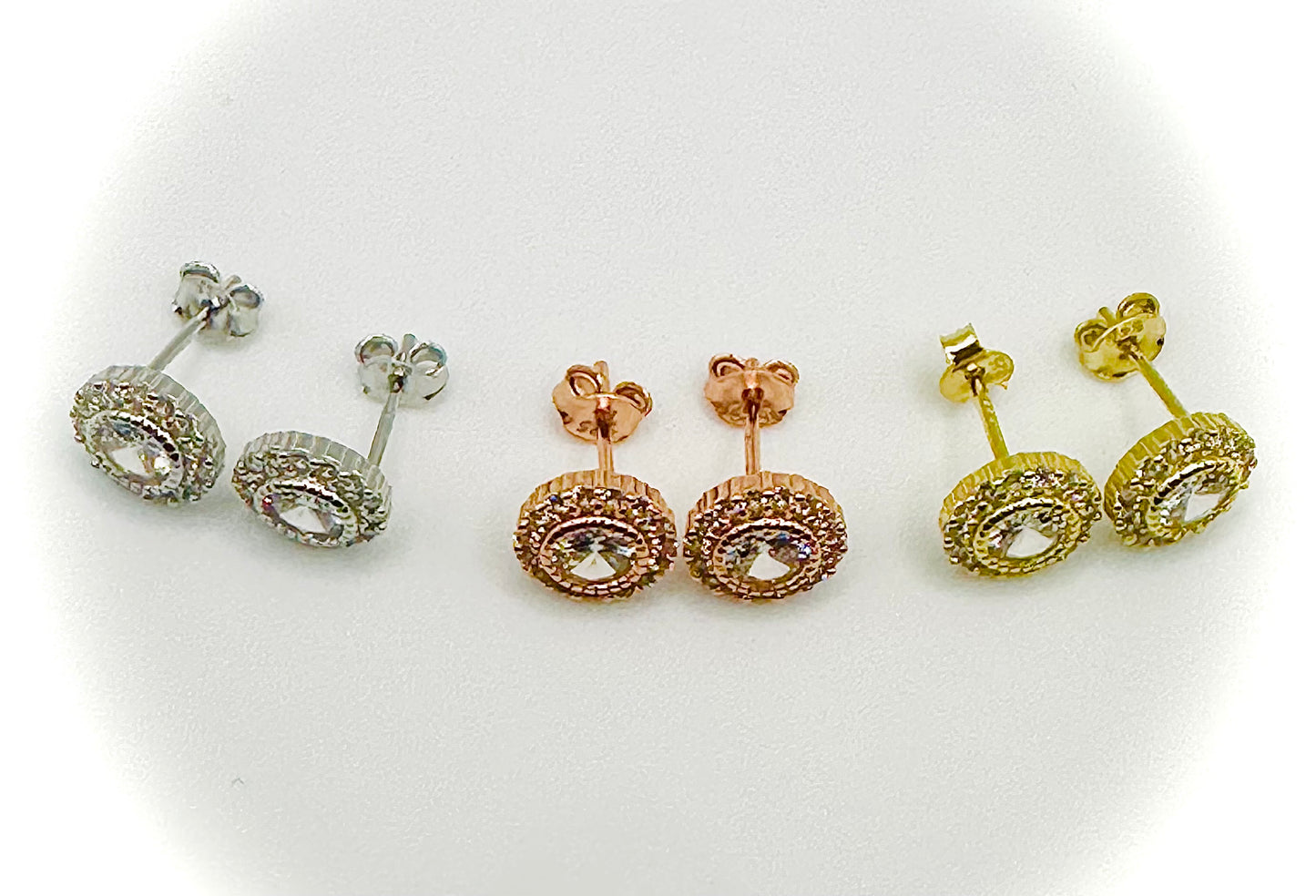 Iced Out Round Stud Earrings – 3 Finishes