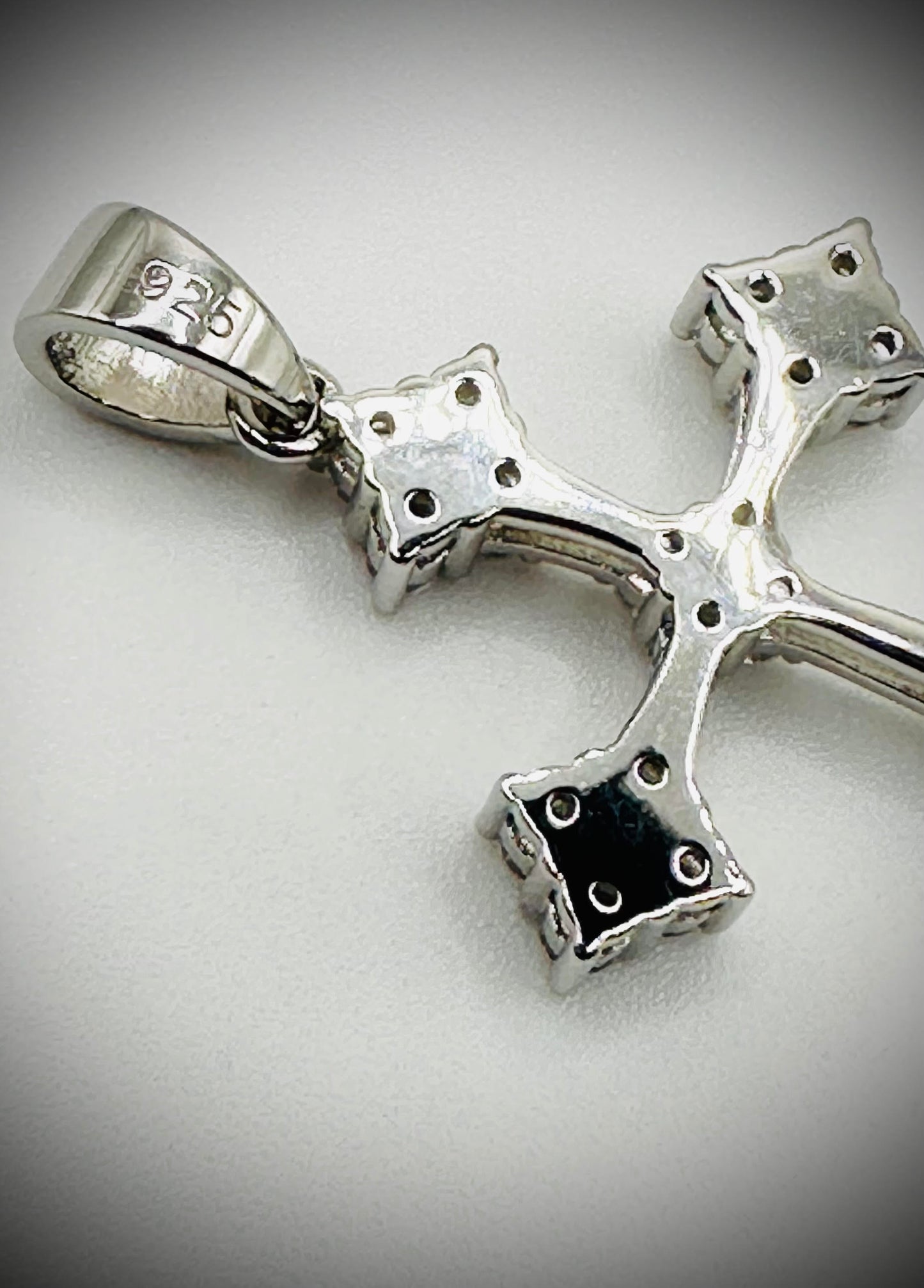 Rhodium Iced Out Gothic Cross Pendant