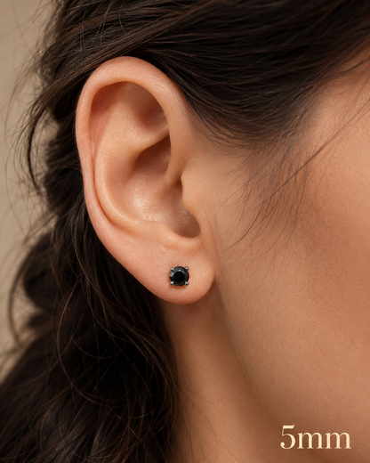 Black Moissanite 925 Sterling Silver Stud Earrings 3mm - 8mm Screw Backs