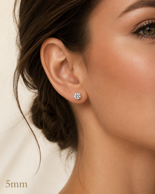 Sterling Silver Moissanite 3 Prong Martini Set Solitaire Stud Earrings 3mm to 10mm SCREW BACKS