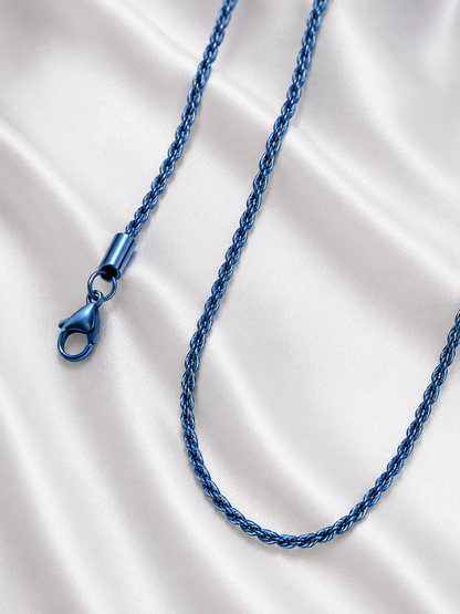 4mm Blue Stainless Steel Rope Chain 20" and 24" lengths Available