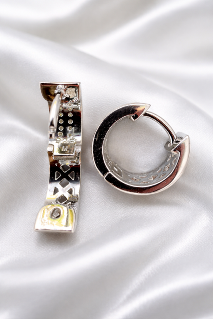 Moissanite 12mm Huggie Hoop Earrings 925 Sterling Silver