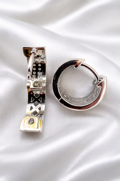 Moissanite 12mm Huggie Hoop Earrings 925 Sterling Silver