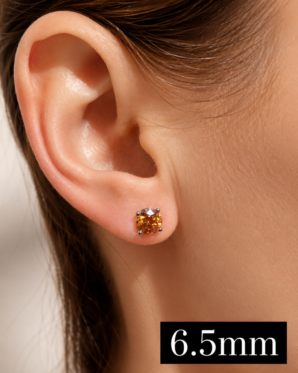 Orange Moissanite 925 Sterling Silver Stud Earrings 3mm - 8mm Screw Backs