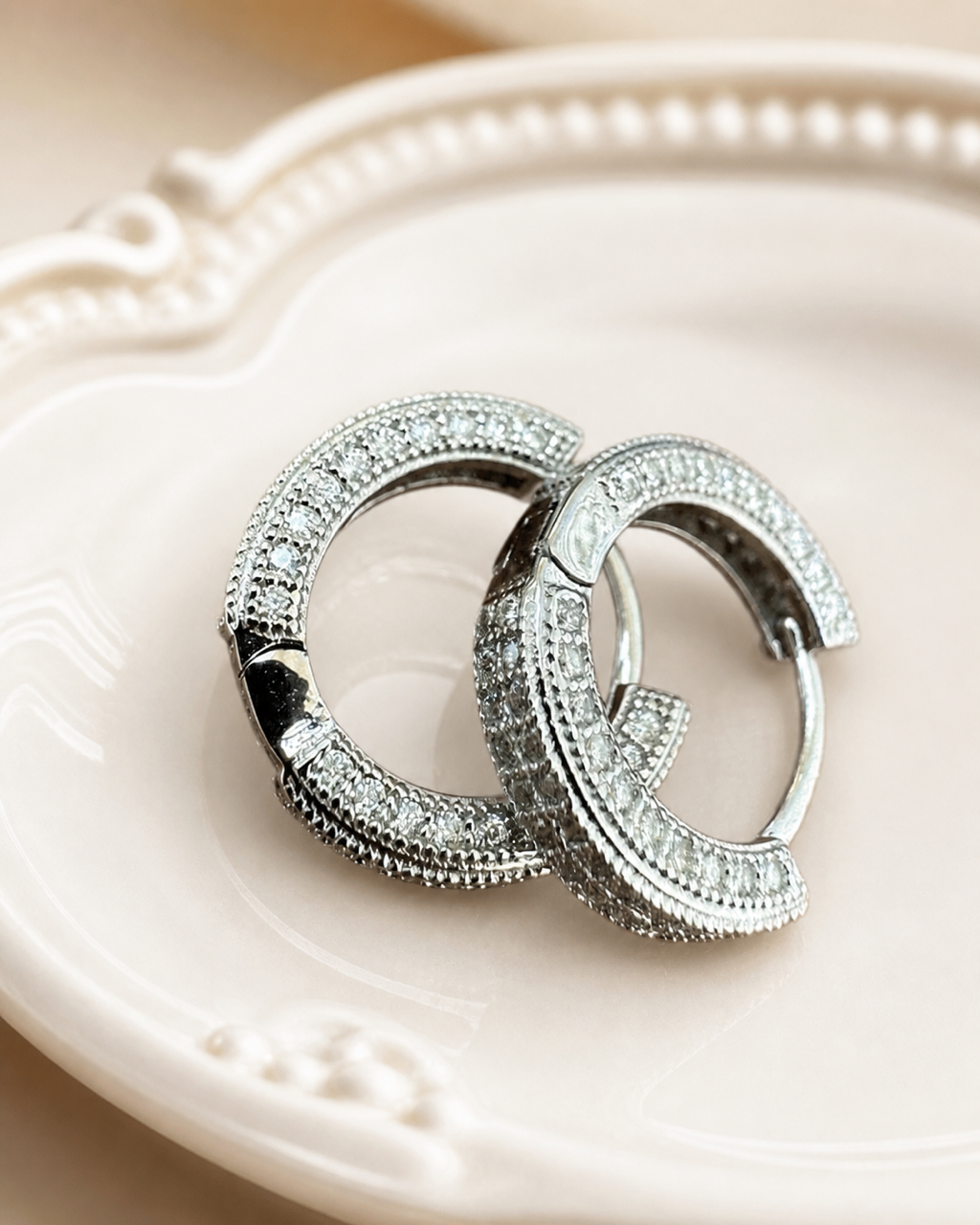 12mm Moissanite Huggie Hoop Earrings 925 Sterling Silver Rhodium Finish