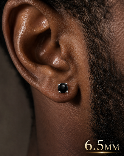 Black Moissanite 925 Sterling Silver Stud Earrings 3mm - 8mm Screw Backs