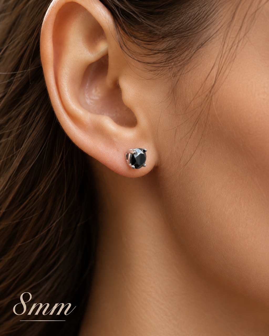 Black Moissanite 925 Sterling Silver Stud Earrings 3mm - 8mm Screw Backs