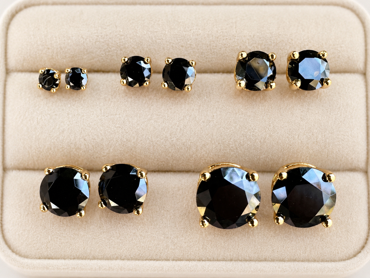 Black Moissanite 14k Gold Vermeil Over 925 Sterling Silver Stud Earrings 3mm - 8mm Screw Backs