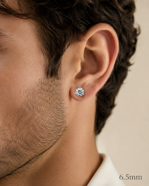Sterling Silver Moissanite 3 Prong Martini Set Solitaire Stud Earrings 3mm to 10mm SCREW BACKS
