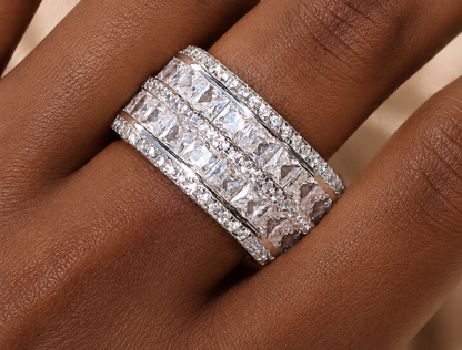 Icy Simulated Diamond Eternity Band (Sterling Silver Wedding Ring)