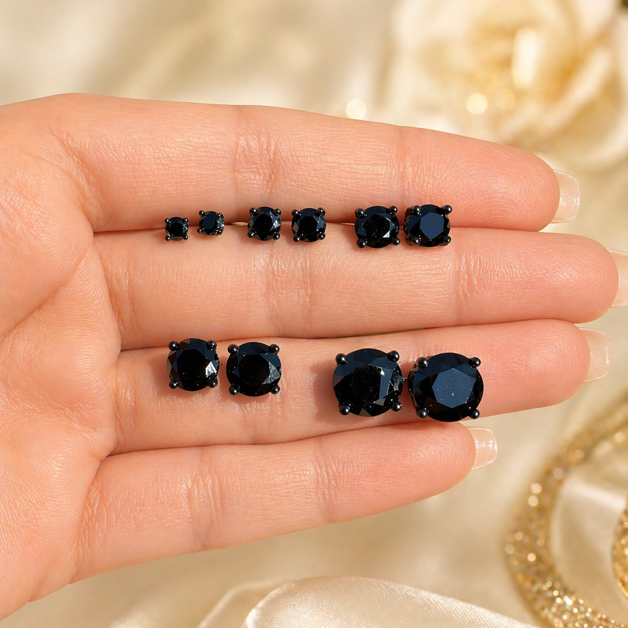 Black Moissanite Oxidized Black Rhodium Over 925 Sterling Silver Stud Earrings 3mm - 8mm Screw Backs