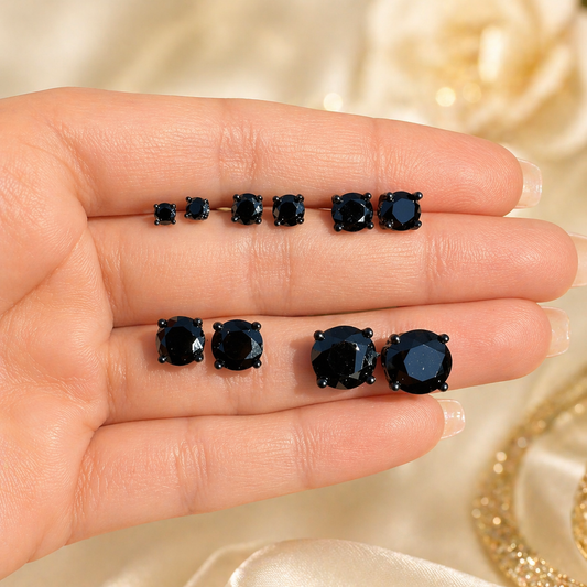 Black Moissanite Oxidized Black Rhodium Over 925 Sterling Silver Stud Earrings 3mm - 8mm Screw Backs