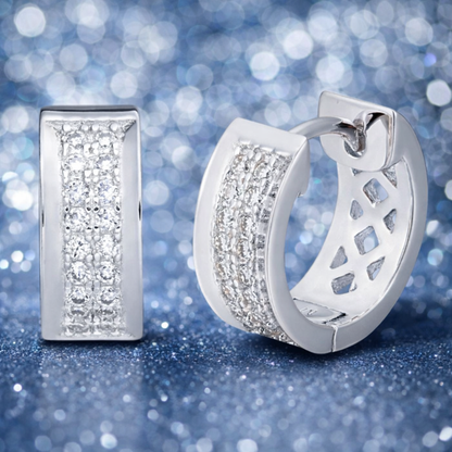 Moissanite 12mm Huggie Hoop Earrings 925 Sterling Silver