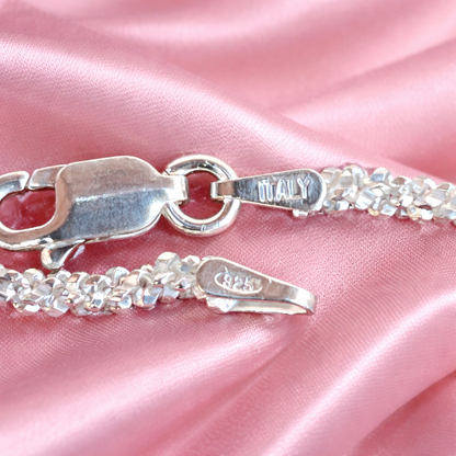 925 Sterling Silver Margarita Sparkle Rope Chains 1mm, 2mm, 3mm