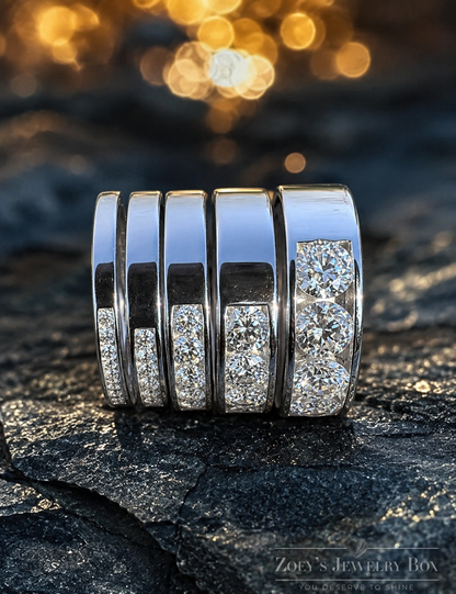 Moissanite Half Eternity Wedding Band (925 Silver, 1.5mm to 5mm)