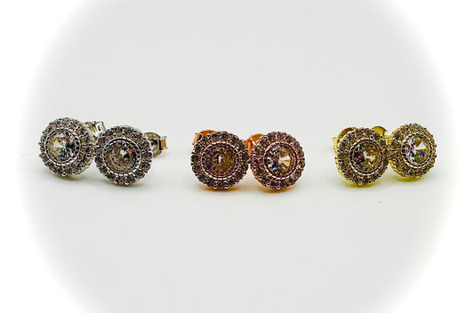 Iced Out Round Stud Earrings – 3 Finishes