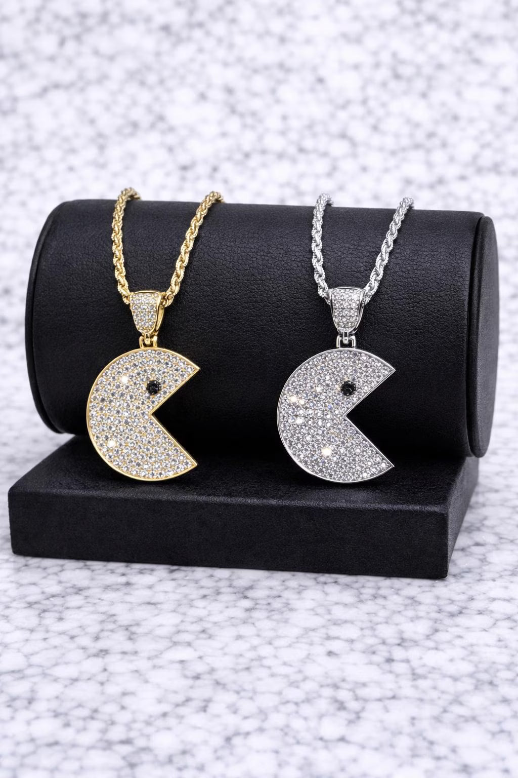 Moissanite Pac-Man Video Game Pendant – Gold or Silver