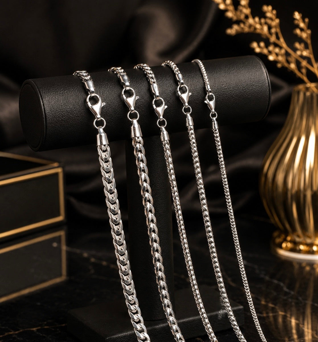 Franco Chains Solid 925 Sterling Silver 2mm to 5mm