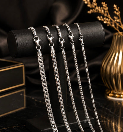 Franco Chains Solid 925 Sterling Silver 2mm to 5mm