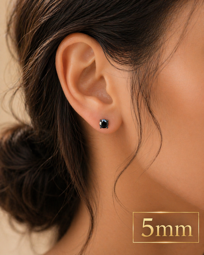 Black Moissanite Oxidized Black Rhodium Over 925 Sterling Silver Stud Earrings 3mm - 8mm Screw Backs