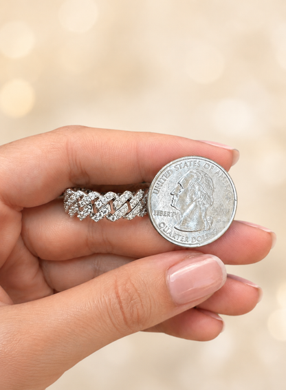 Moissanite Cuban Link Ring (7.5mm)