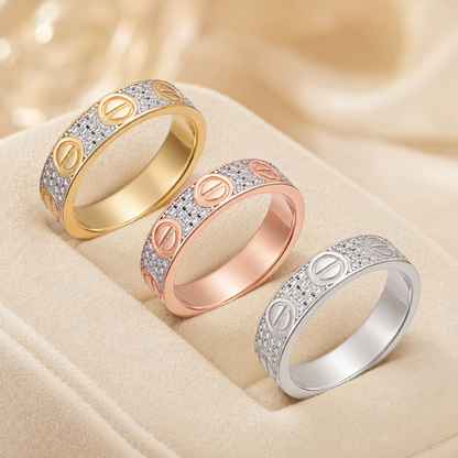 Moissanite Love Eternity Band Ring (Silver, Gold Vermeil, Rose Gold)