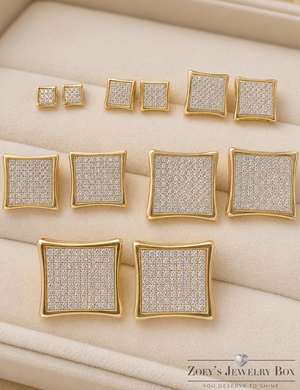 Stylish Gold Kite Earings with CZ Stones (Multi-Size)