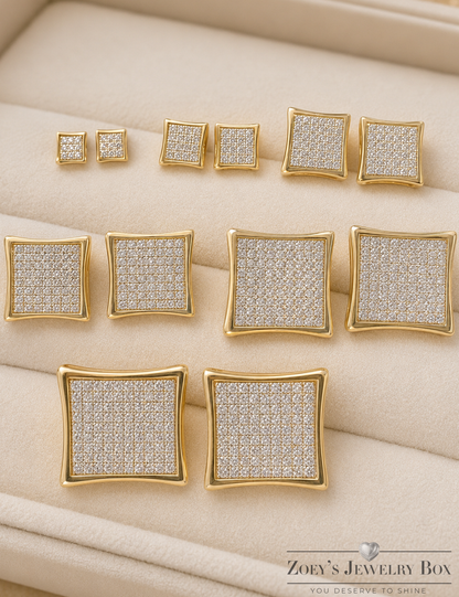 Stylish Gold Kite Earings with CZ Stones (Multi-Size)
