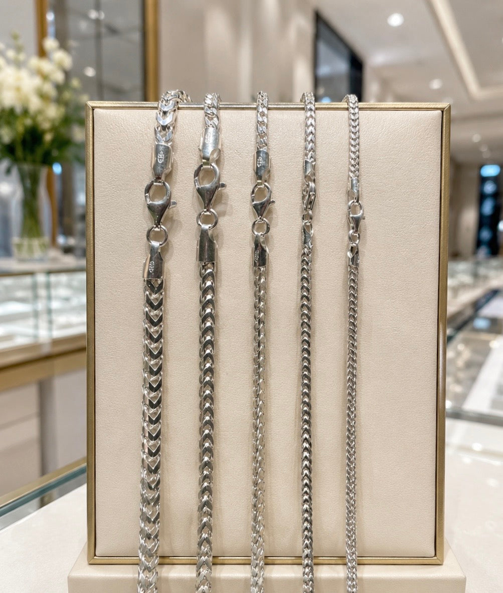 Franco Chains Solid 925 Sterling Silver 2mm to 5mm