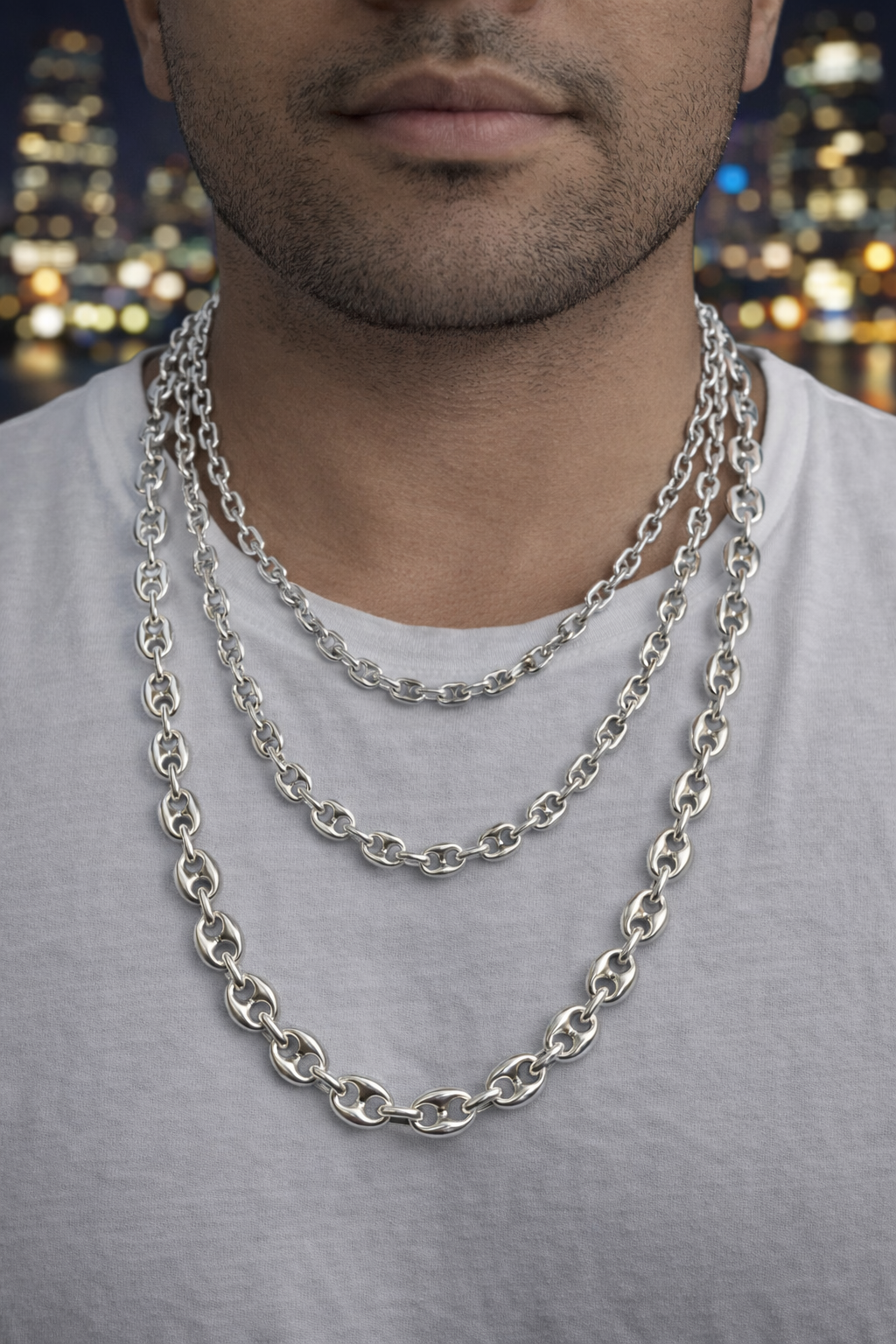 925 Sterling Silver Hollow Puffed Gucci Mariner Chains and Bracelets 6mm, 8mm, 12mm