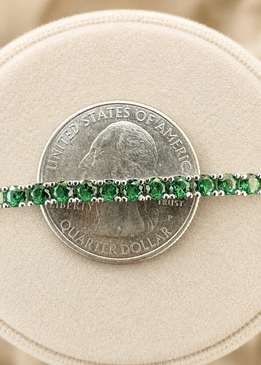 Iced Out Green CZ Tennis Bracelet 925 Sterling Silver