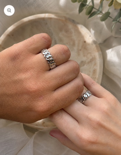 Rhodium Cuban Link Ring (7.5mm)