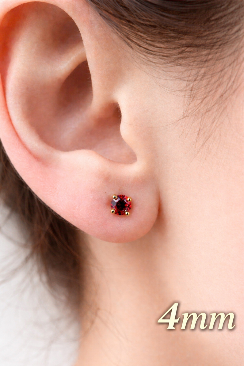 Ruby Red Moissanite Gold Over 925 Sterling Silver Stud Earrings 3mm - 8mm Screw Backs