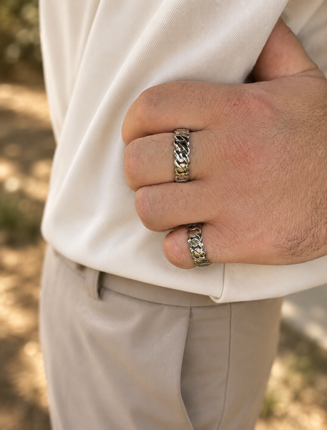 Rhodium Cuban Link Ring (7.5mm)