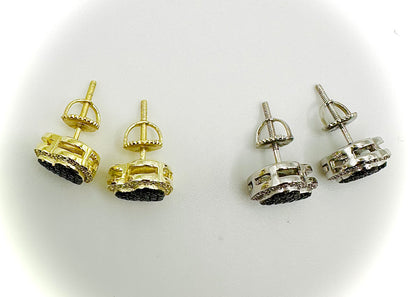 Black Ice CZ Heart Shape Earrings – Gold or Silver Finish