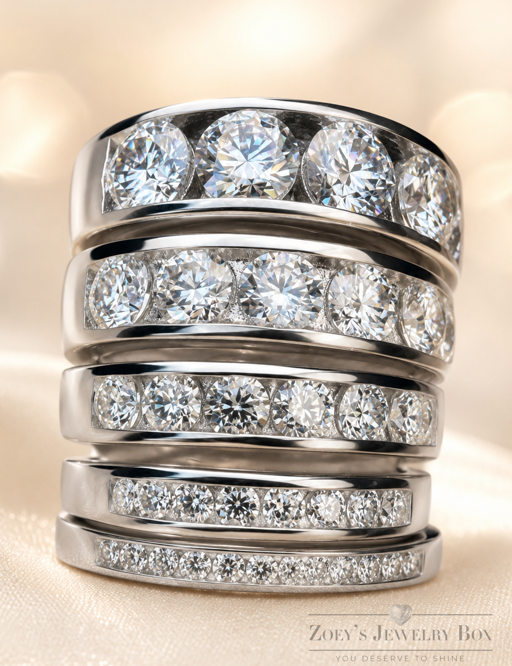 Moissanite Half Eternity Wedding Band (925 Silver, 1.5mm to 5mm)