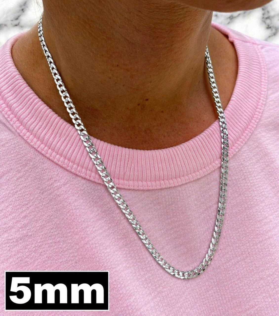 Diamond Cut FLAT Curb Cuban Chains Solid 925 Sterling Silver 3mm to 10.5mm