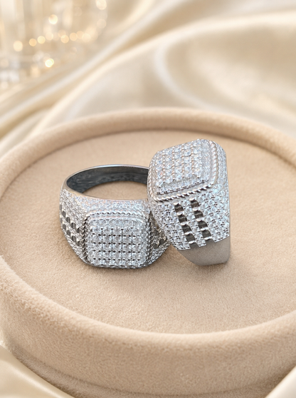 Silver Square Moissanite Ring