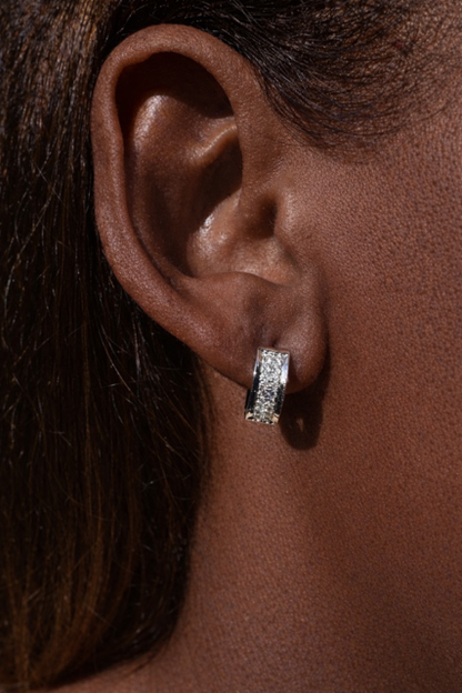 Moissanite 12mm Huggie Hoop Earrings 925 Sterling Silver