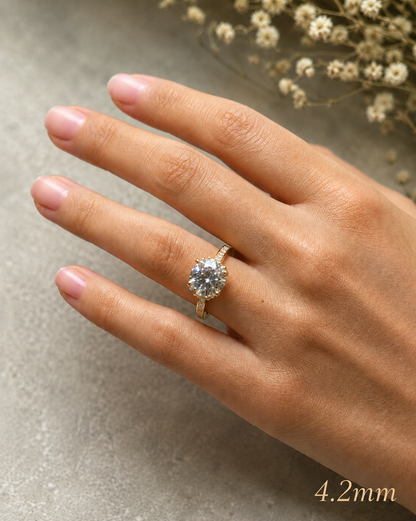 Moissanite Princess Style Italian Engagement Ring (14K Gold Vermeil on Solid 925 Silver)