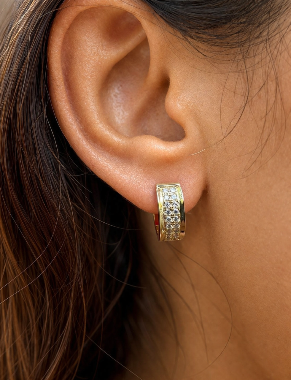 Moissanite 12mm Huggie Hoop Earrings 14k Gold Vermeil Over 925 Sterling Silver