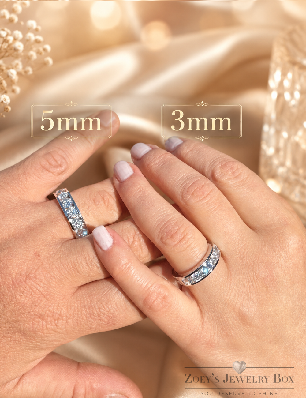 Moissanite Half Eternity Wedding Band (925 Silver, 1.5mm to 5mm)