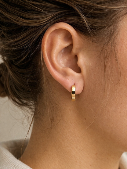 Small 12.5mm Huggie Hoop Earrings Gold Vermeil Over 925 Sterling Silver